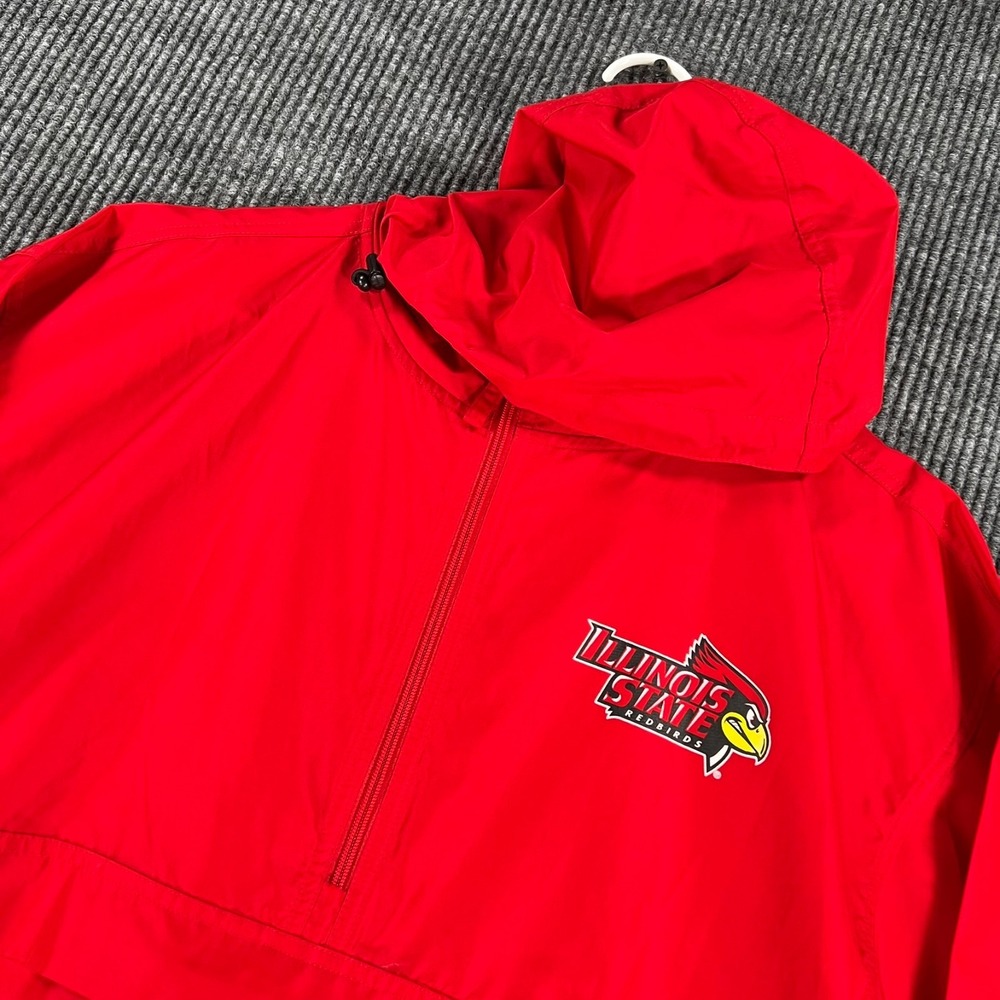 Illinois State Redbirds Jacket Mens Medium Red Long Sleeve 1/4 Zip Hooded NCAA